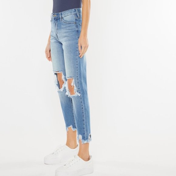 KAN CAN USA- HIGH RISE CHEWED UP MOM JEAN - Picture 5 of 13